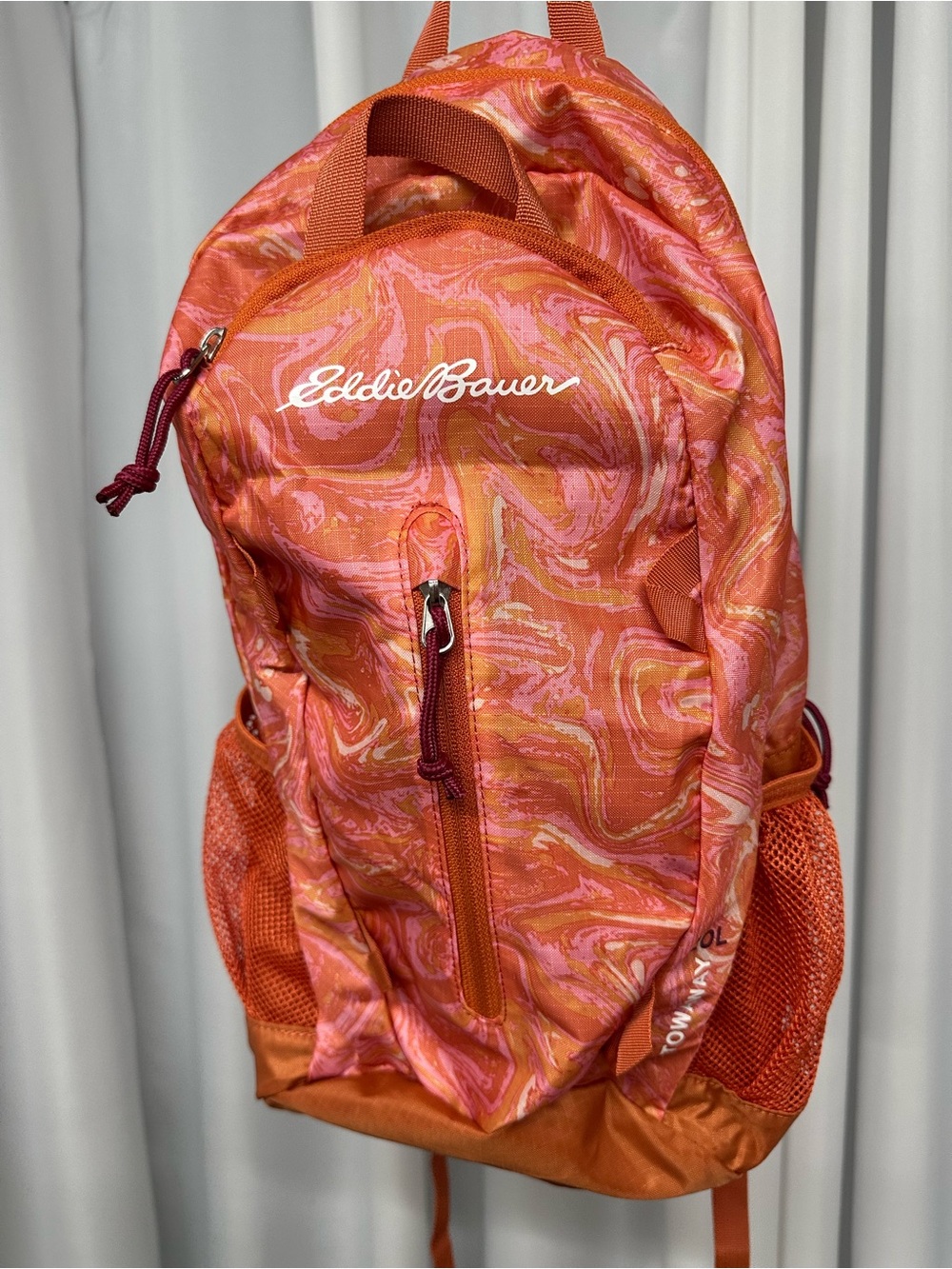 Eddie Bauer 20L stowaway packable Pink-Orange Marble Print Women's Backpack